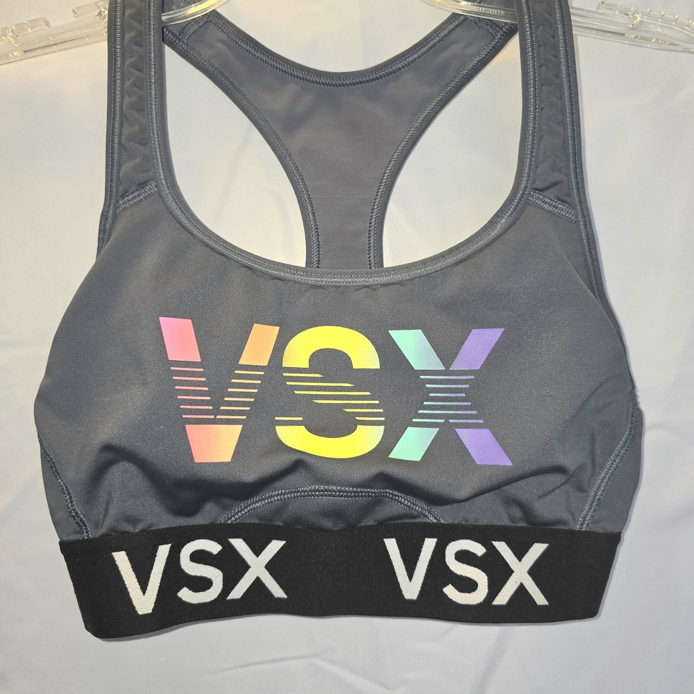 Victoria's Secret VSX Sports Bra - Multicolor Logo - Size Small
